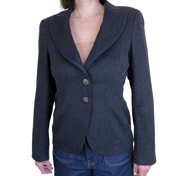 Escada Sz 36 Vintage Cashmere Blazer Single Breasted Tailored Classic Feminine - Picture 14 of 16